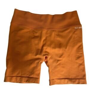 DFYNE Seamless Scrunch Butt Shorts Orange High Waist Gym Activewear Size M